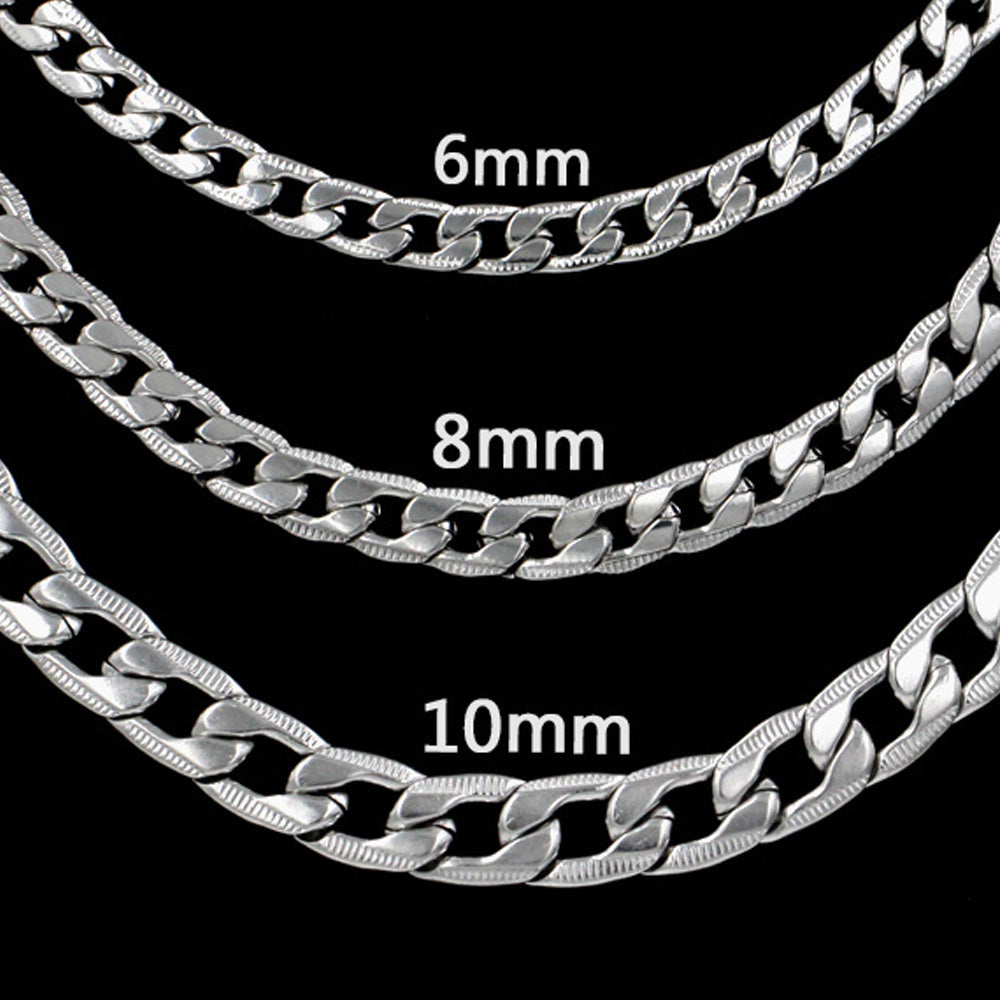 Stylish 6mm & 8mm &10mm Mixed Color & Gold & Steel Color Long Necklace Side Cross Stripe DIY Matching Chain asonjewelry