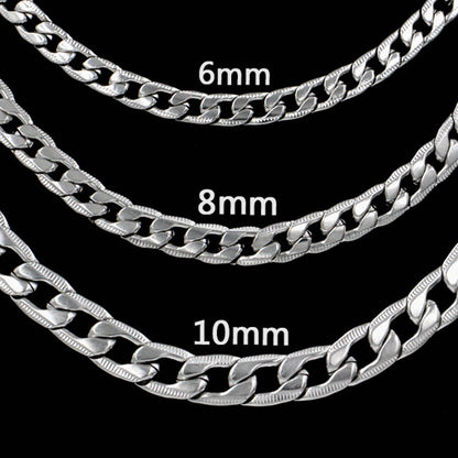 Stylish 6mm & 8mm &10mm Mixed Color & Gold & Steel Color Long Necklace Side Cross Stripe DIY Matching Chain asonjewelry