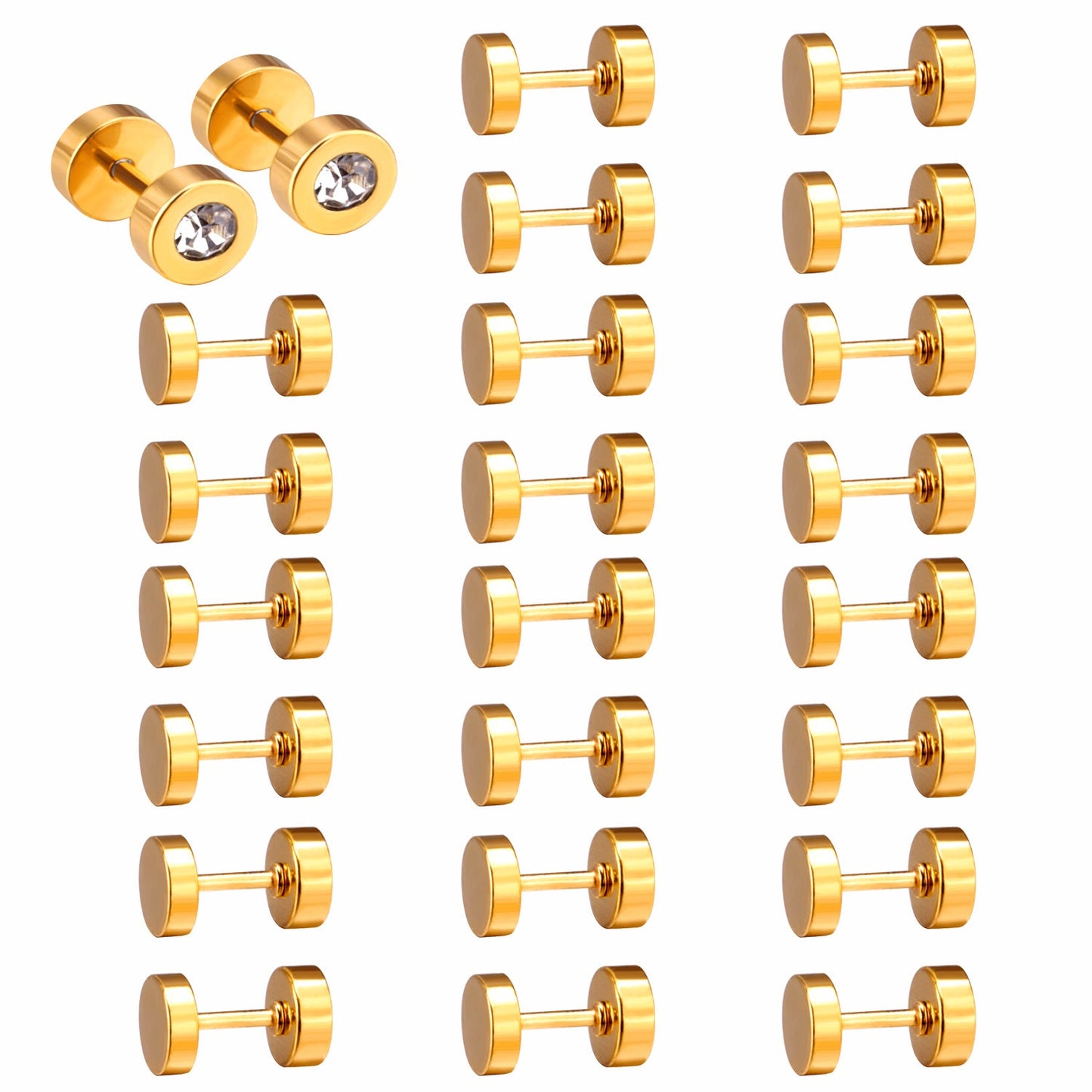 12 pairs 6mm steel/gold cylindrical white/black/mixed drill screw plugs asonjewelry