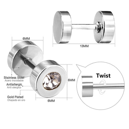 12 pairs 6mm steel/gold cylindrical white/black/mixed drill screw plugs asonjewelry