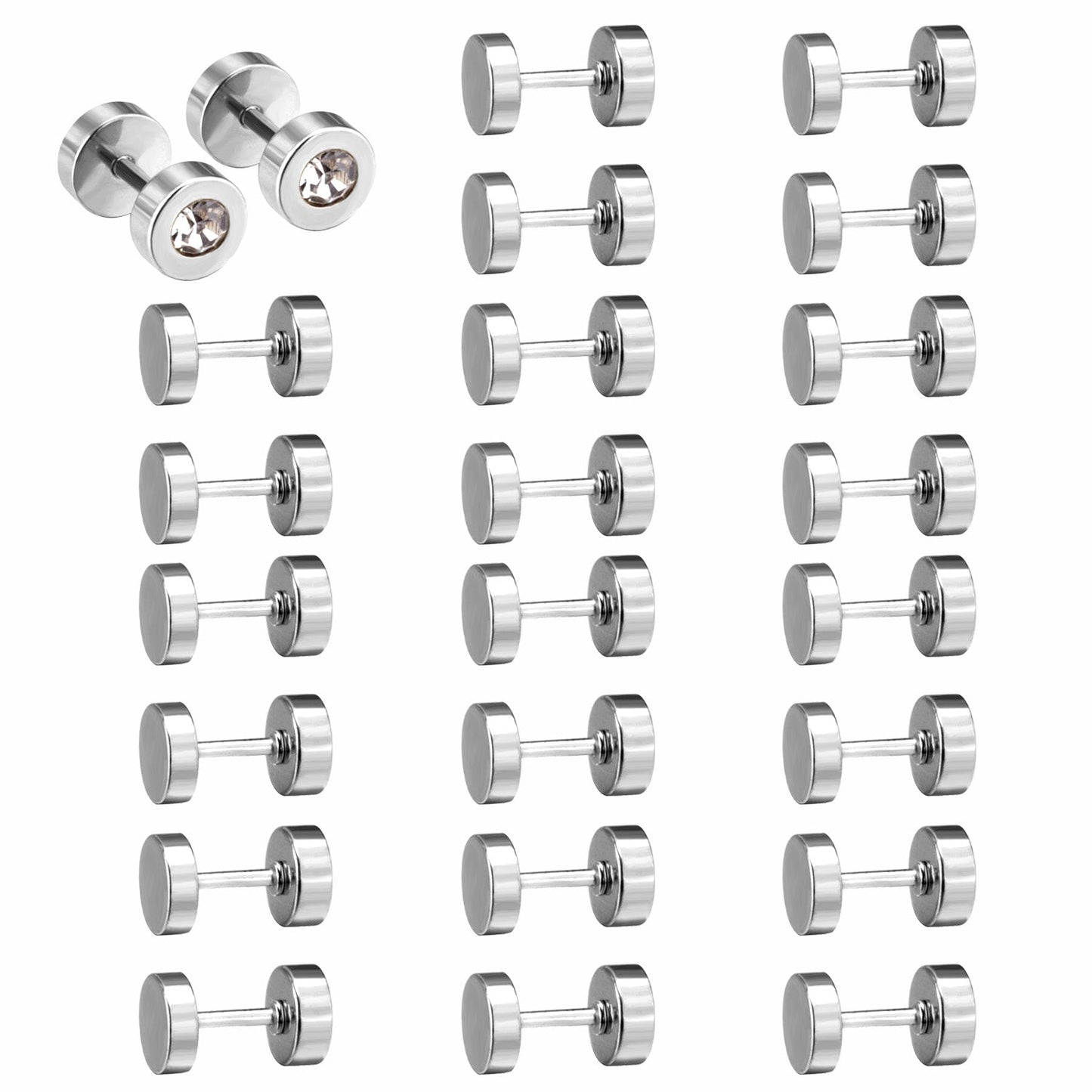 12 pairs 6mm steel/gold cylindrical white/black/mixed drill screw plugs asonjewelry