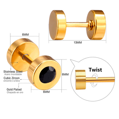 12 pairs 6mm steel/gold cylindrical white/black/mixed drill screw plugs asonjewelry