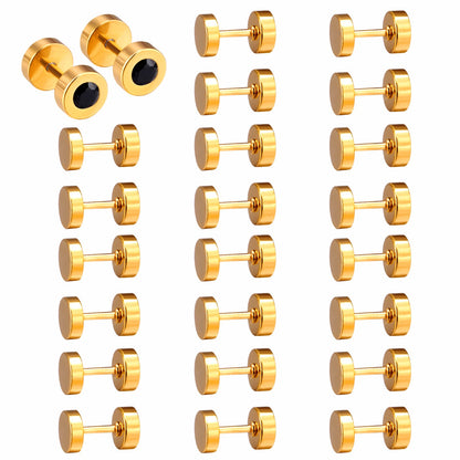 12 pairs 6mm steel/gold cylindrical white/black/mixed drill screw plugs asonjewelry