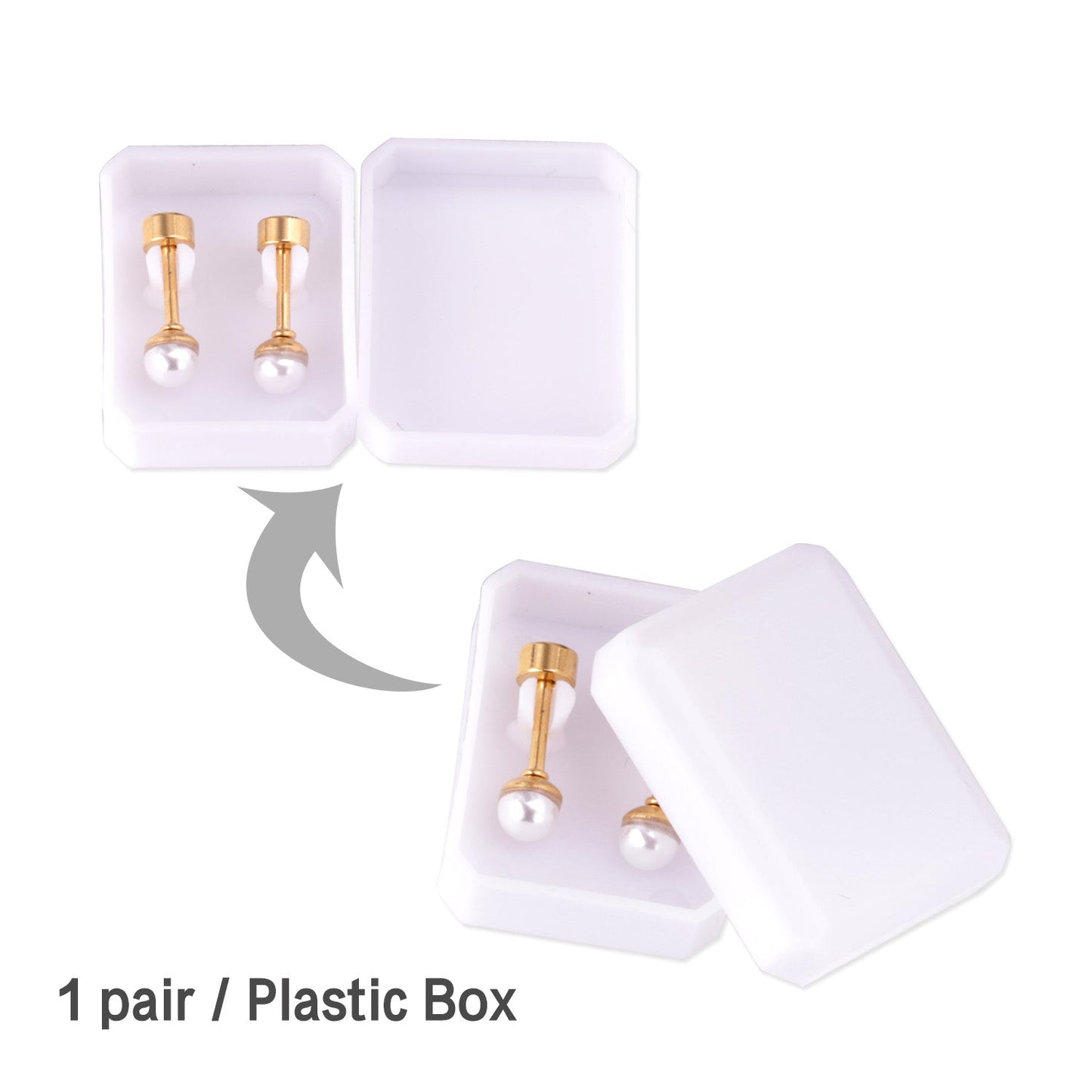 4~8mm steel color/golden white pearl screw plugs asonjewelry