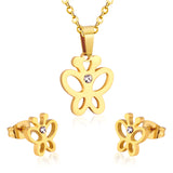 Steel/Gold Tigers Wisps with Diamonds in the Center Cut Jewelry Set with Diamonds