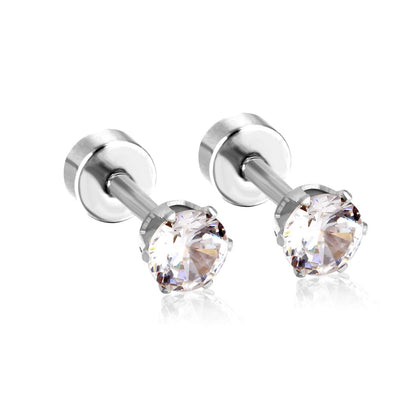 12 pcs3mm~7mm round white diamond screw plugs in gold/steel color asonjewelry