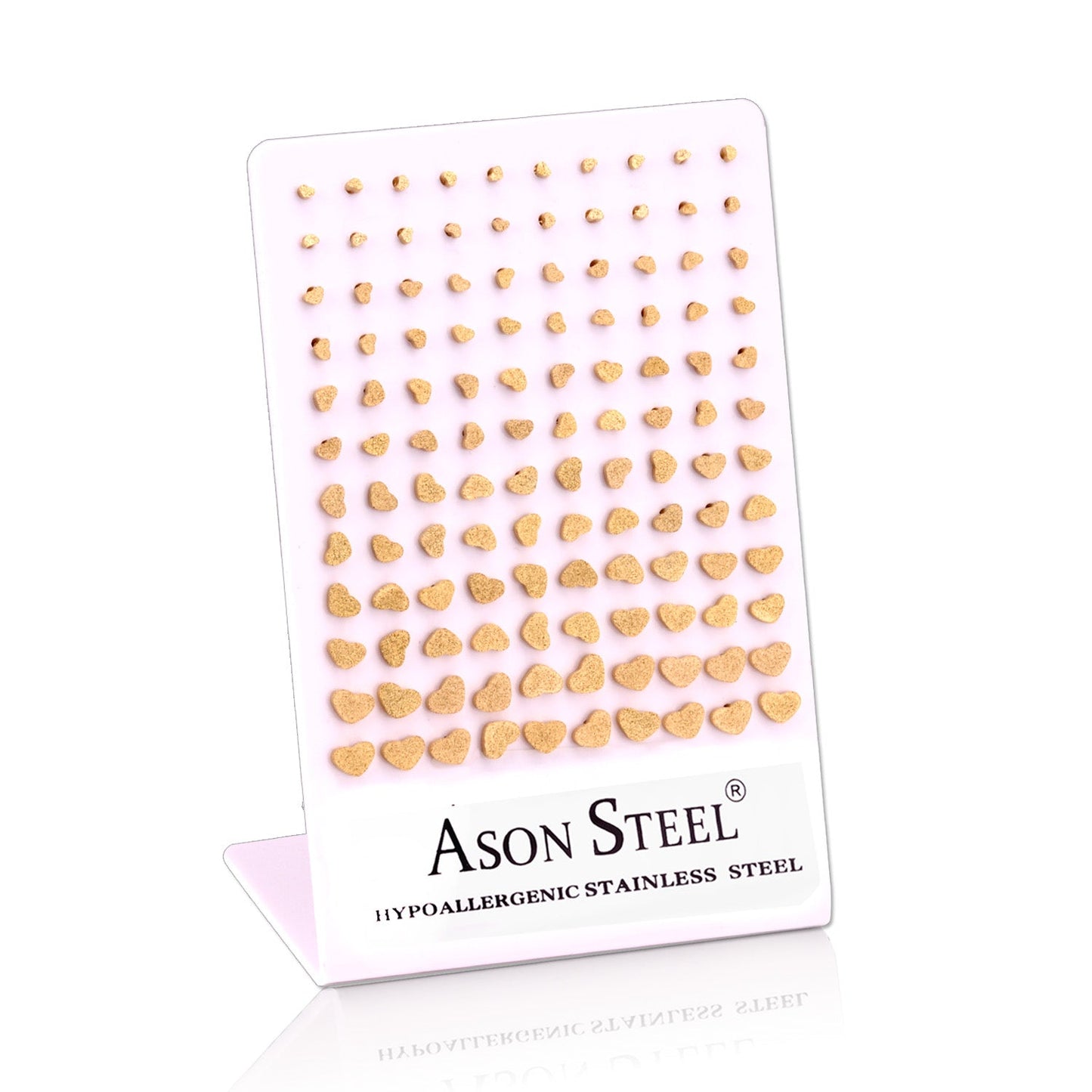 3mm-8mm Card Holder Heart Steel/Gold/Rose Gold/Black Round Cut/Frosted Stud Earrings asonjewelry