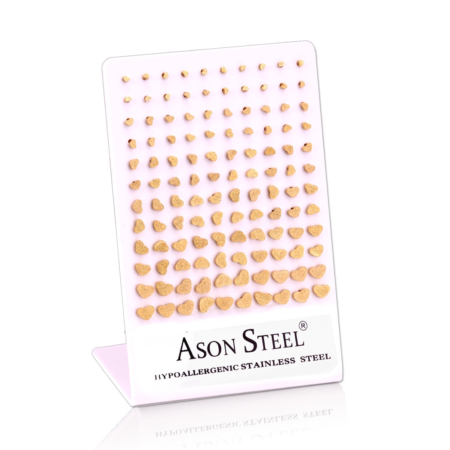 3mm-8mm Card Holder Heart Steel/Gold/Rose Gold/Black Round Cut/Frosted Stud Earrings asonjewelry