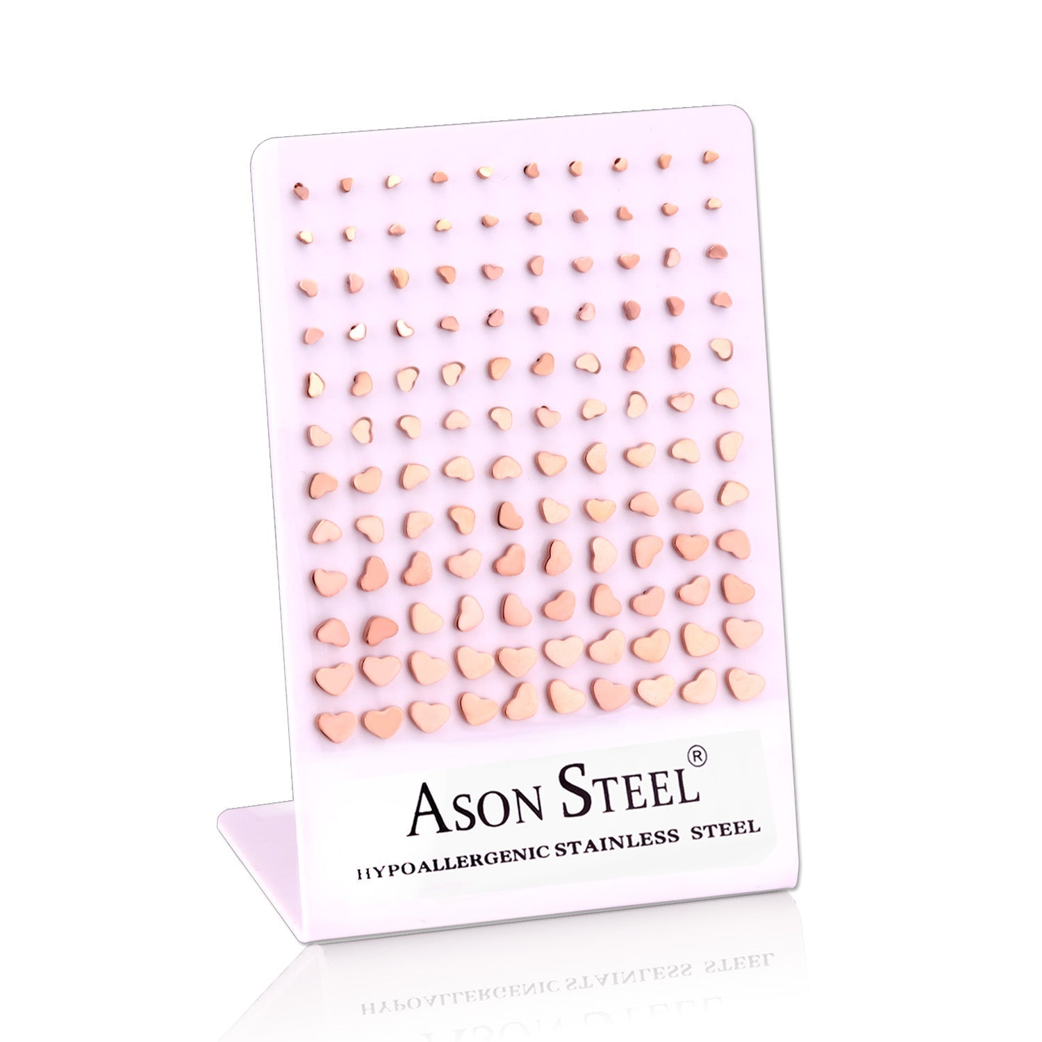 3mm-8mm Card Holder Heart Steel/Gold/Rose Gold/Black Round Cut/Frosted Stud Earrings asonjewelry