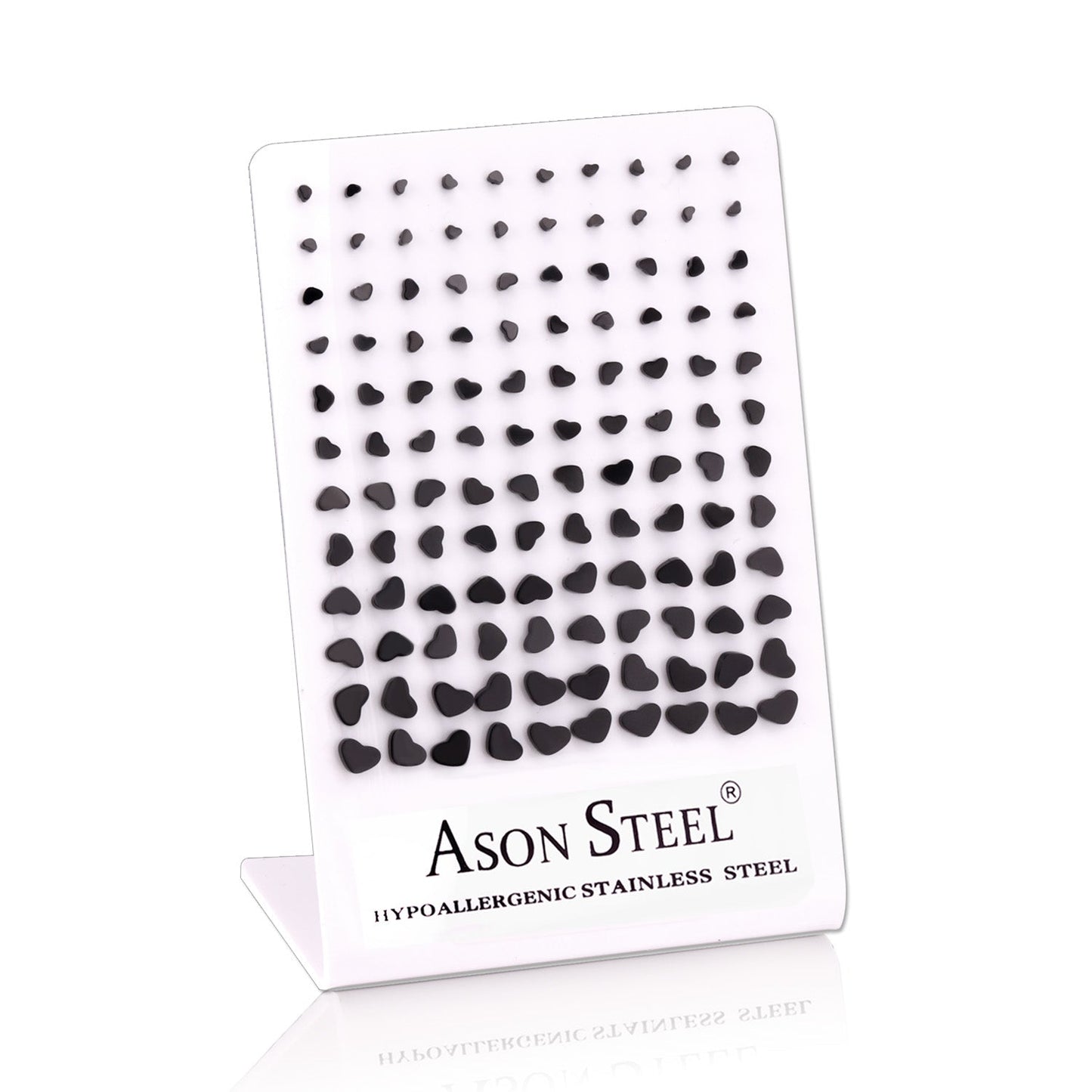 3mm-8mm Card Holder Heart Steel/Gold/Rose Gold/Black Round Cut/Frosted Stud Earrings asonjewelry