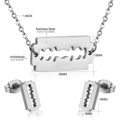 Steel/Gold Smooth Cut Center Irregular Wisps Jewelry Set without Diamonds asonjewelry