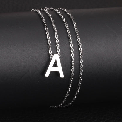 ASON Delicate Classic Style Initial 26 Letters Alphabet Chain Pendant Necklace Stainless Steel Color Jewelry Chokers asonjewelry