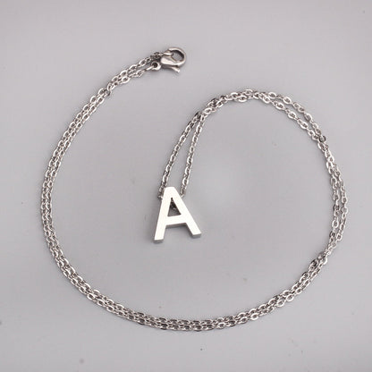 ASON Delicate Classic Style Initial 26 Letters Alphabet Chain Pendant Necklace Stainless Steel Color Jewelry Chokers asonjewelry