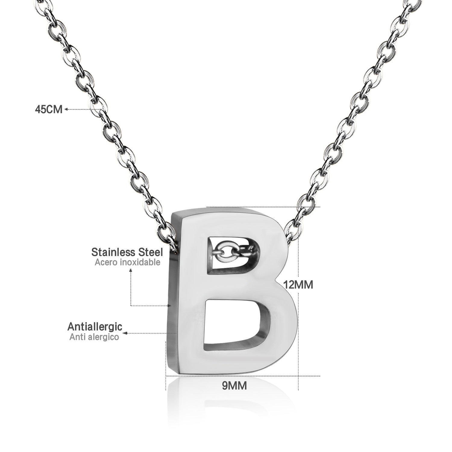 ASON Delicate Classic Style Initial 26 Letters Alphabet Chain Pendant Necklace Stainless Steel Color Jewelry Chokers asonjewelry
