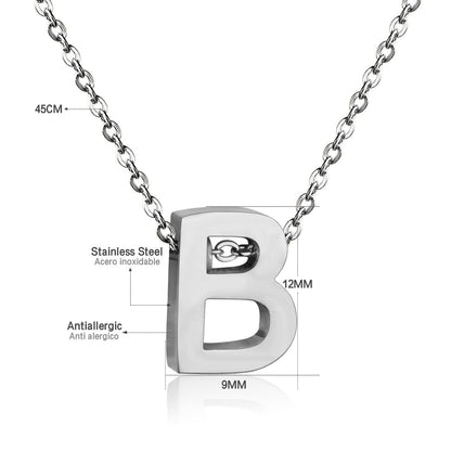 ASON Delicate Classic Style Initial 26 Letters Alphabet Chain Pendant Necklace Stainless Steel Color Jewelry Chokers asonjewelry