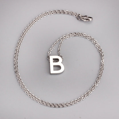 ASON Delicate Classic Style Initial 26 Letters Alphabet Chain Pendant Necklace Stainless Steel Color Jewelry Chokers asonjewelry