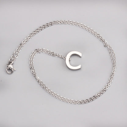 ASON Delicate Classic Style Initial 26 Letters Alphabet Chain Pendant Necklace Stainless Steel Color Jewelry Chokers asonjewelry
