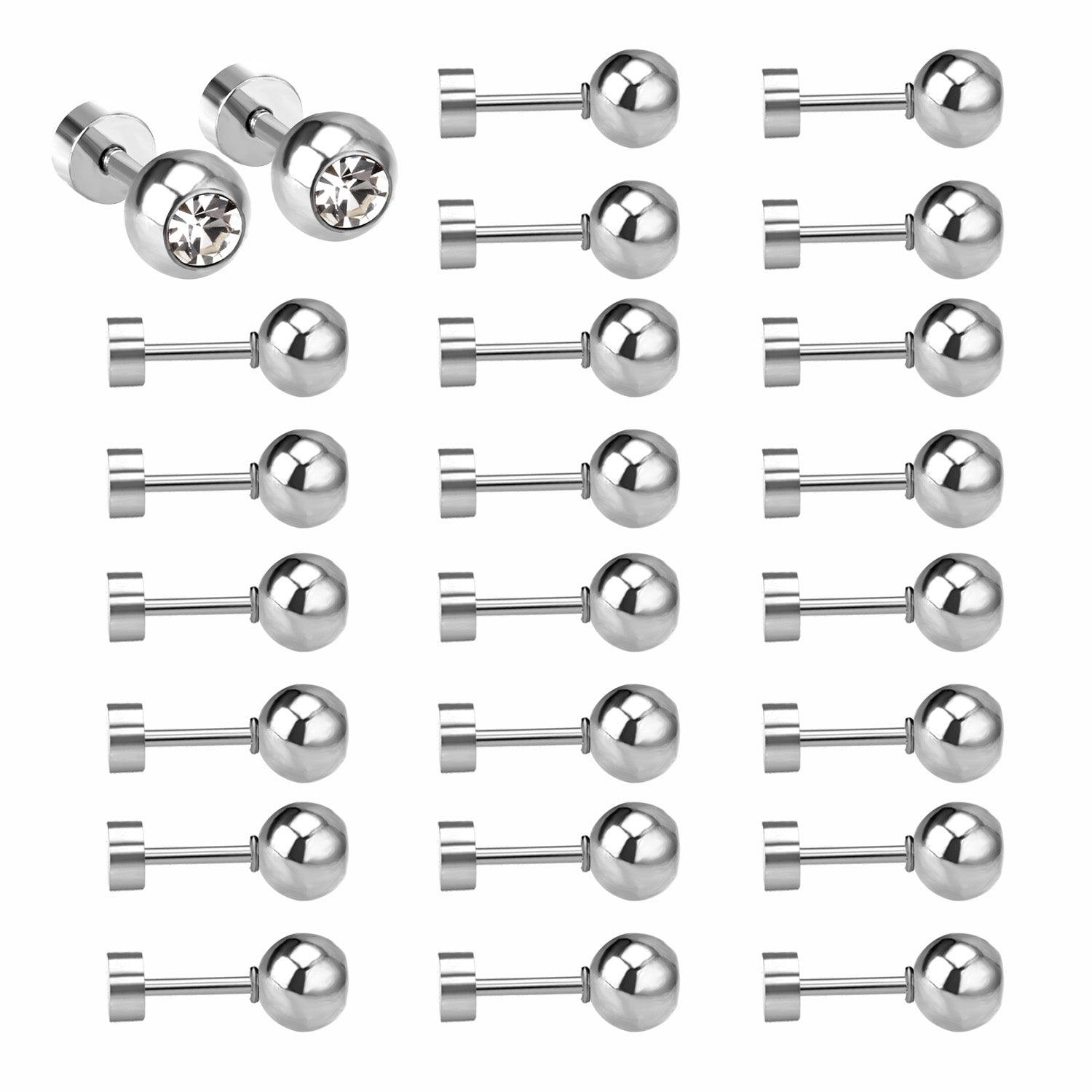 12 pairs 5mm steel/golden steel ball with drilled screw plugs asonjewelry