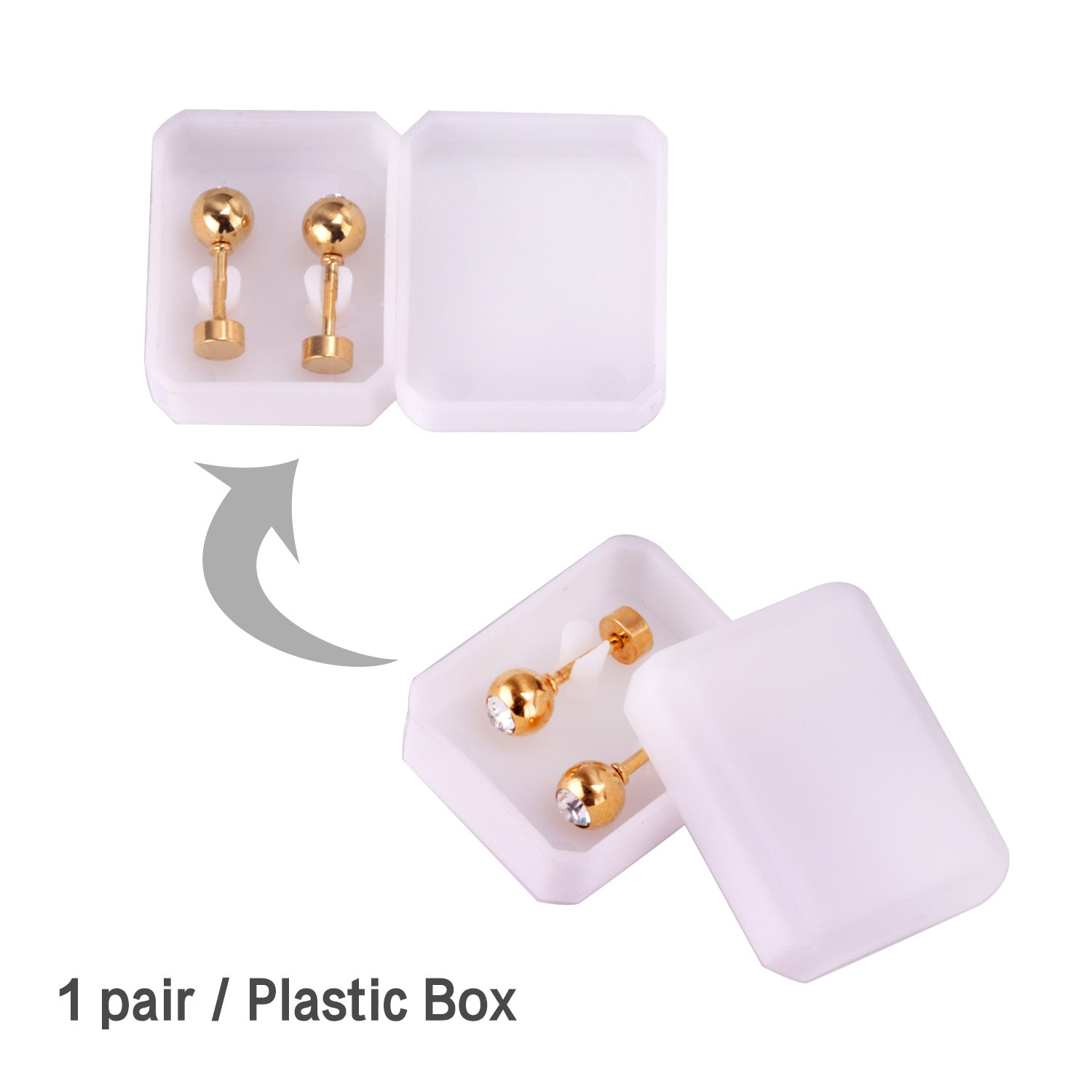 12 pairs 5mm steel/golden steel ball with drilled screw plugs asonjewelry