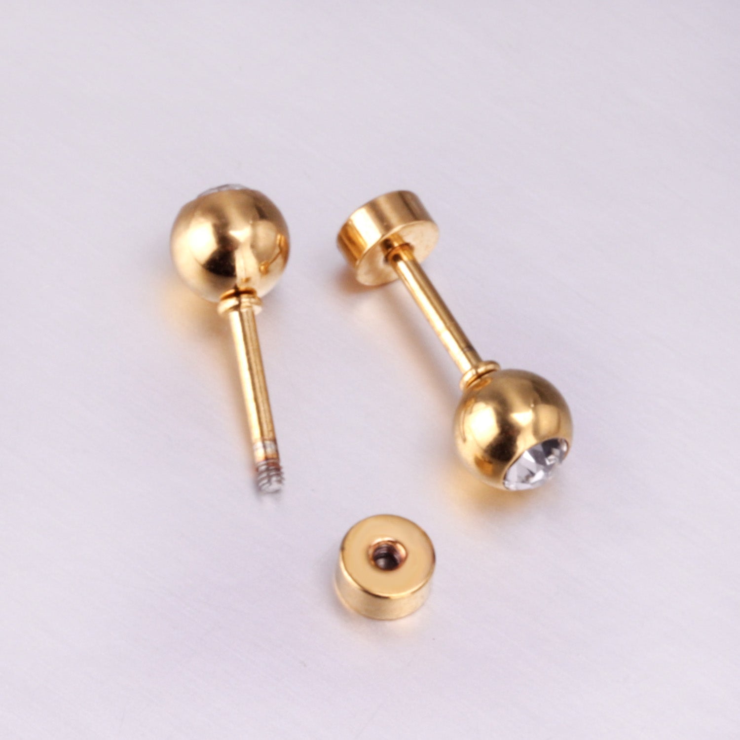 12 pairs 5mm steel/golden steel ball with drilled screw plugs asonjewelry