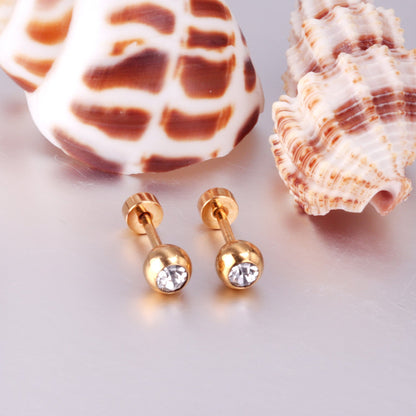 12 pairs 5mm steel/golden steel ball with drilled screw plugs asonjewelry