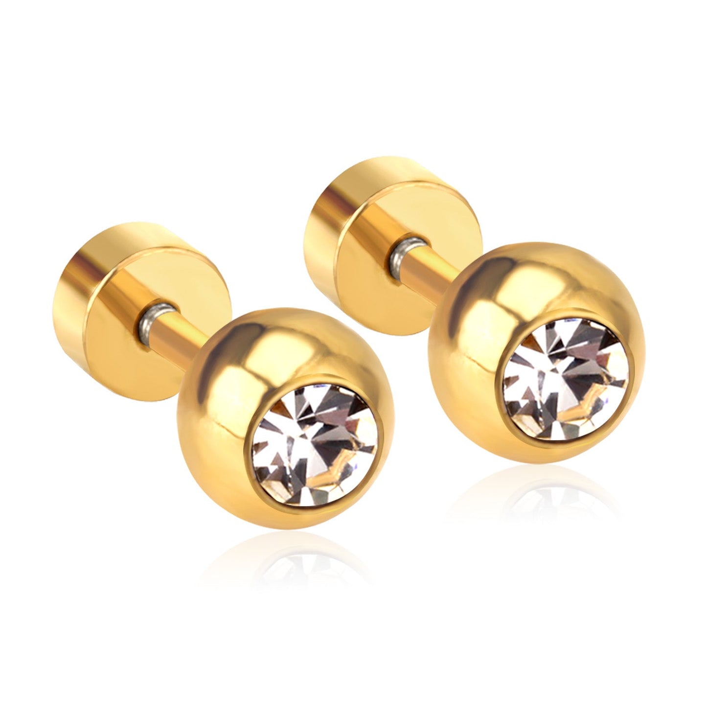 12 pairs 5mm steel/golden steel ball with drilled screw plugs asonjewelry