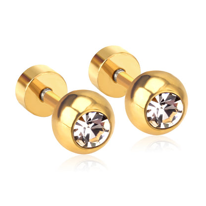 12 pairs 5mm steel/golden steel ball with drilled screw plugs asonjewelry