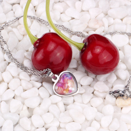 Steel/Gold Heart Shaped Fancy Stone/Black Fancy Stone Jewelry Set asonjewelry