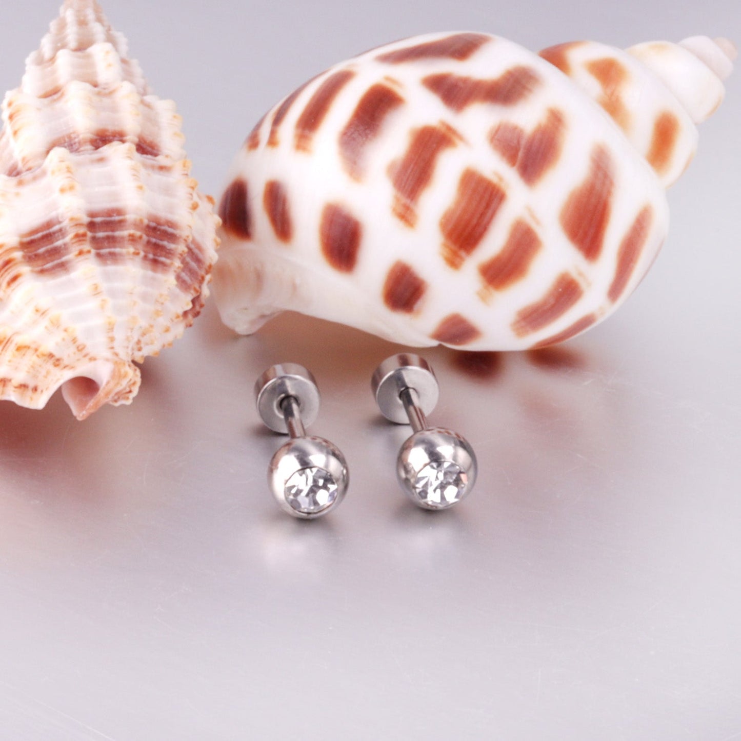 12 pairs 5mm steel/golden steel ball with drilled screw plugs asonjewelry