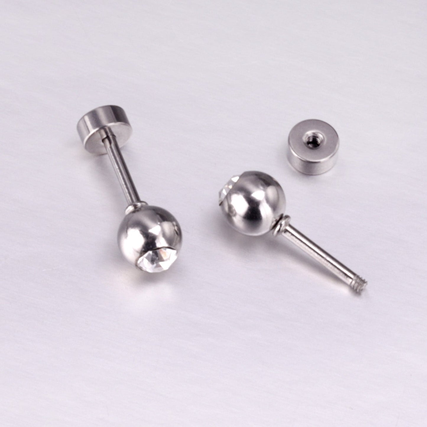 12 pairs 5mm steel/golden steel ball with drilled screw plugs asonjewelry