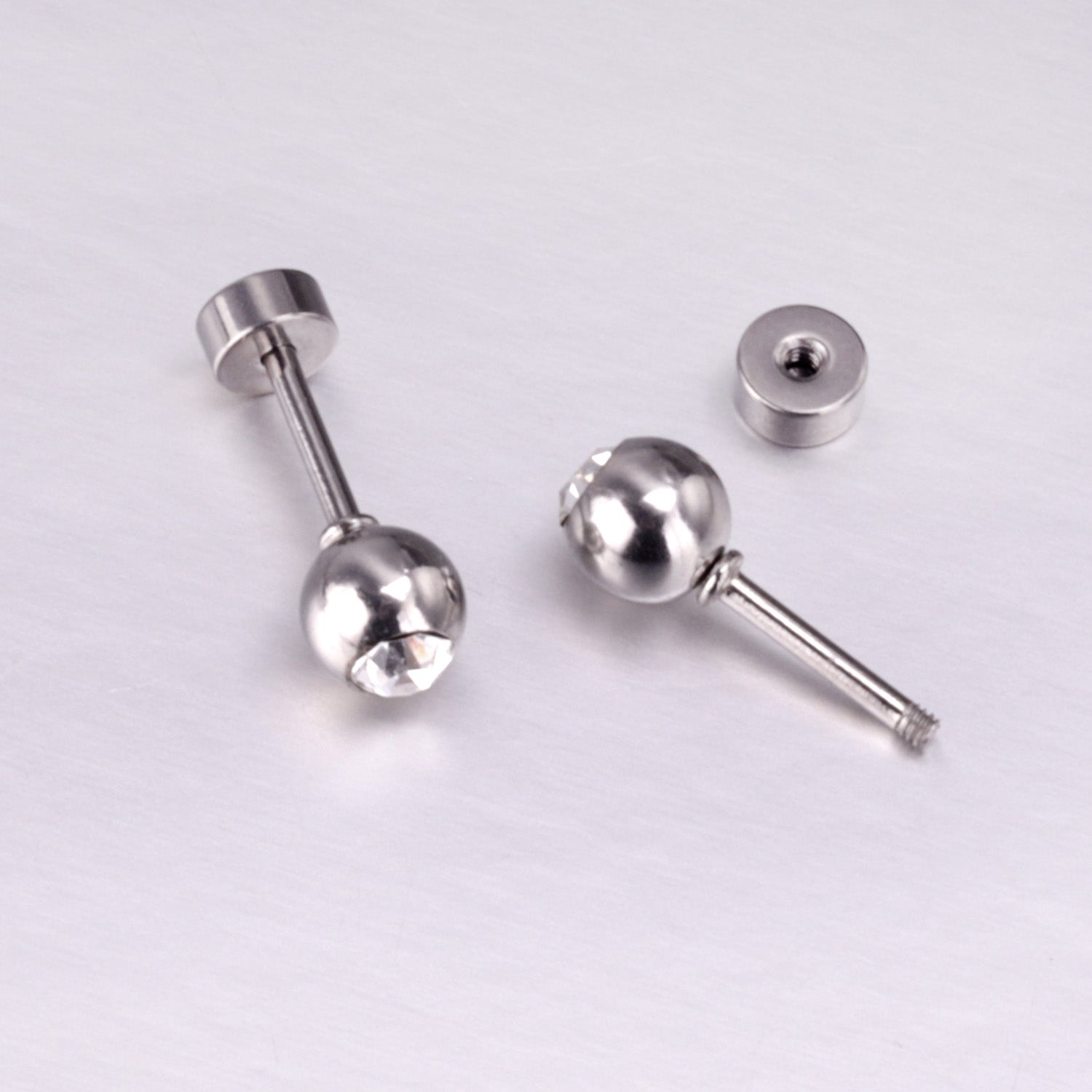 12 pairs 5mm steel/golden steel ball with drilled screw plugs asonjewelry