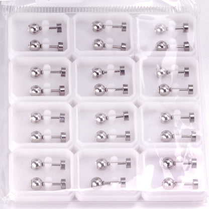 12 pairs 5mm steel/golden steel ball with drilled screw plugs asonjewelry