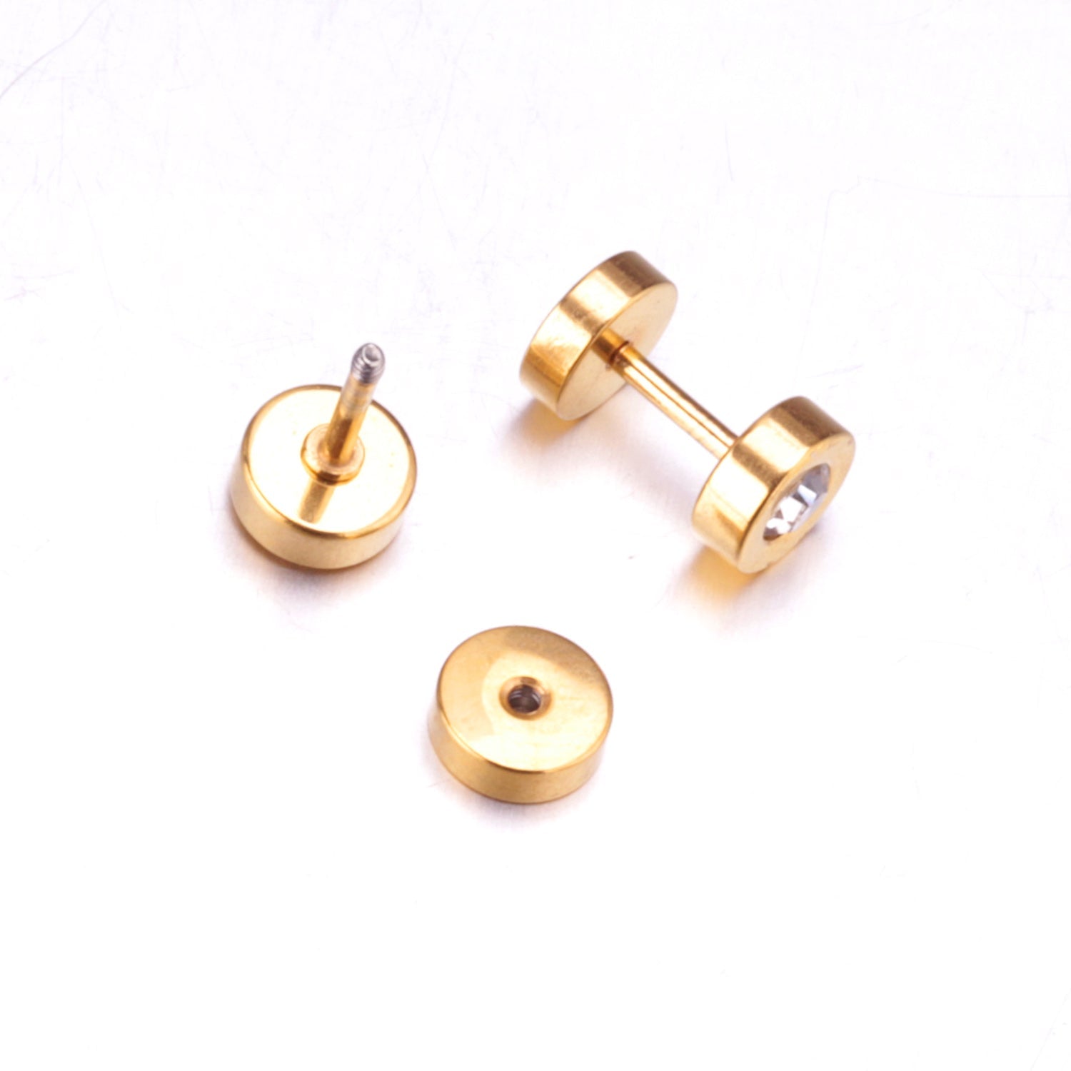 12 pairs 6mm steel/gold cylindrical white/black/mixed drill screw plugs asonjewelry