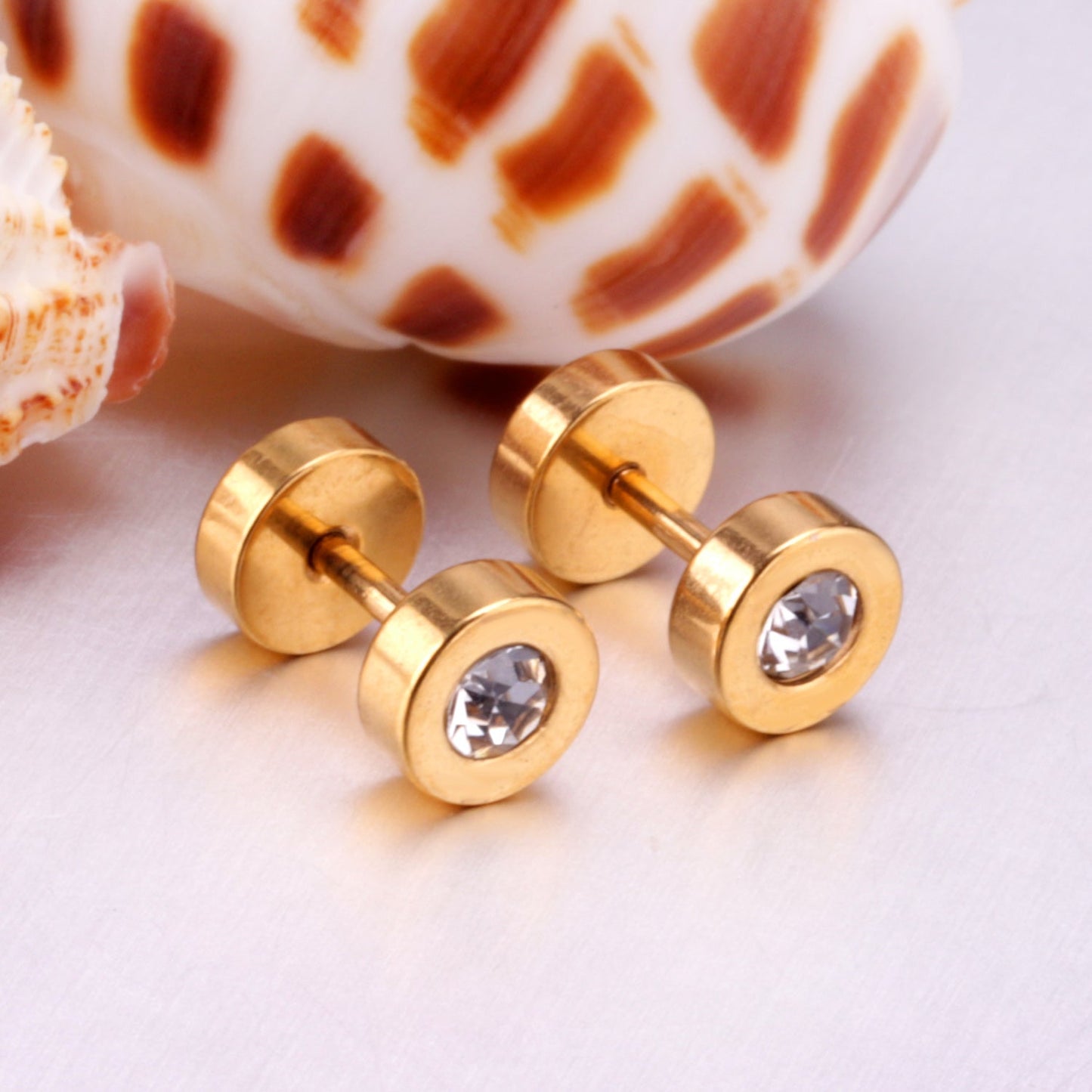 12 pairs 6mm steel/gold cylindrical white/black/mixed drill screw plugs asonjewelry