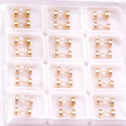 12 pairs 6mm steel/gold cylindrical white/black/mixed drill screw plugs asonjewelry