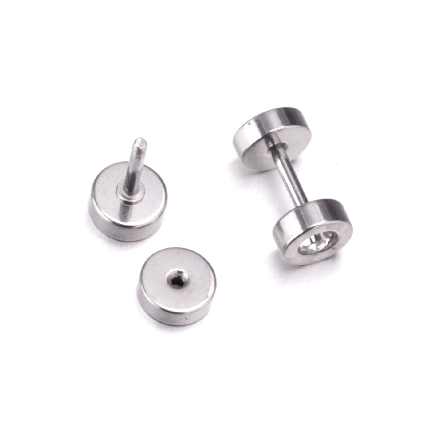 12 pairs 6mm steel/gold cylindrical white/black/mixed drill screw plugs asonjewelry