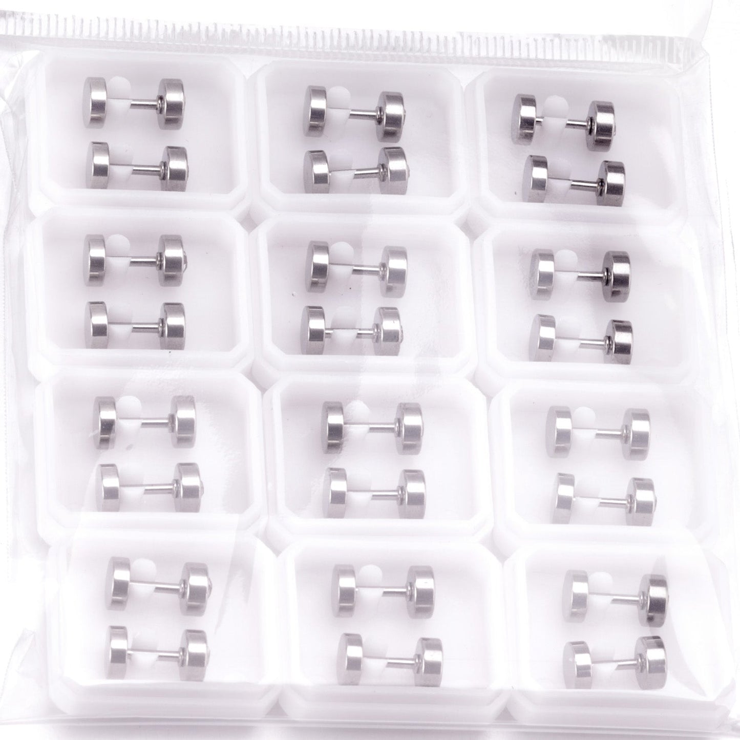 12 pairs 6mm steel/gold cylindrical white/black/mixed drill screw plugs asonjewelry