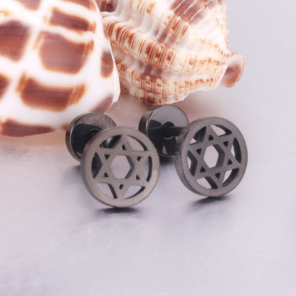 12 pairs steel/gold/black screw-in stud earrings without diamonds asonjewelry