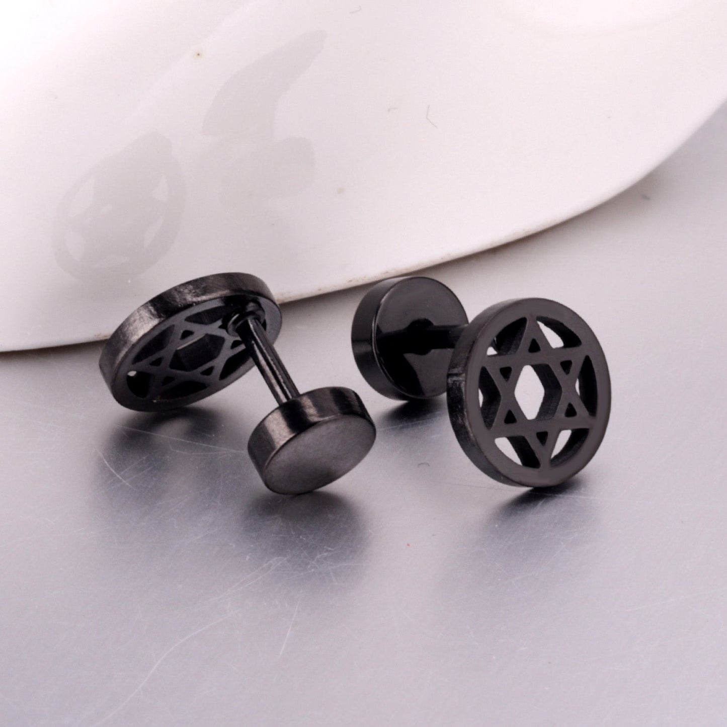 12 pairs steel/gold/black screw-in stud earrings without diamonds asonjewelry