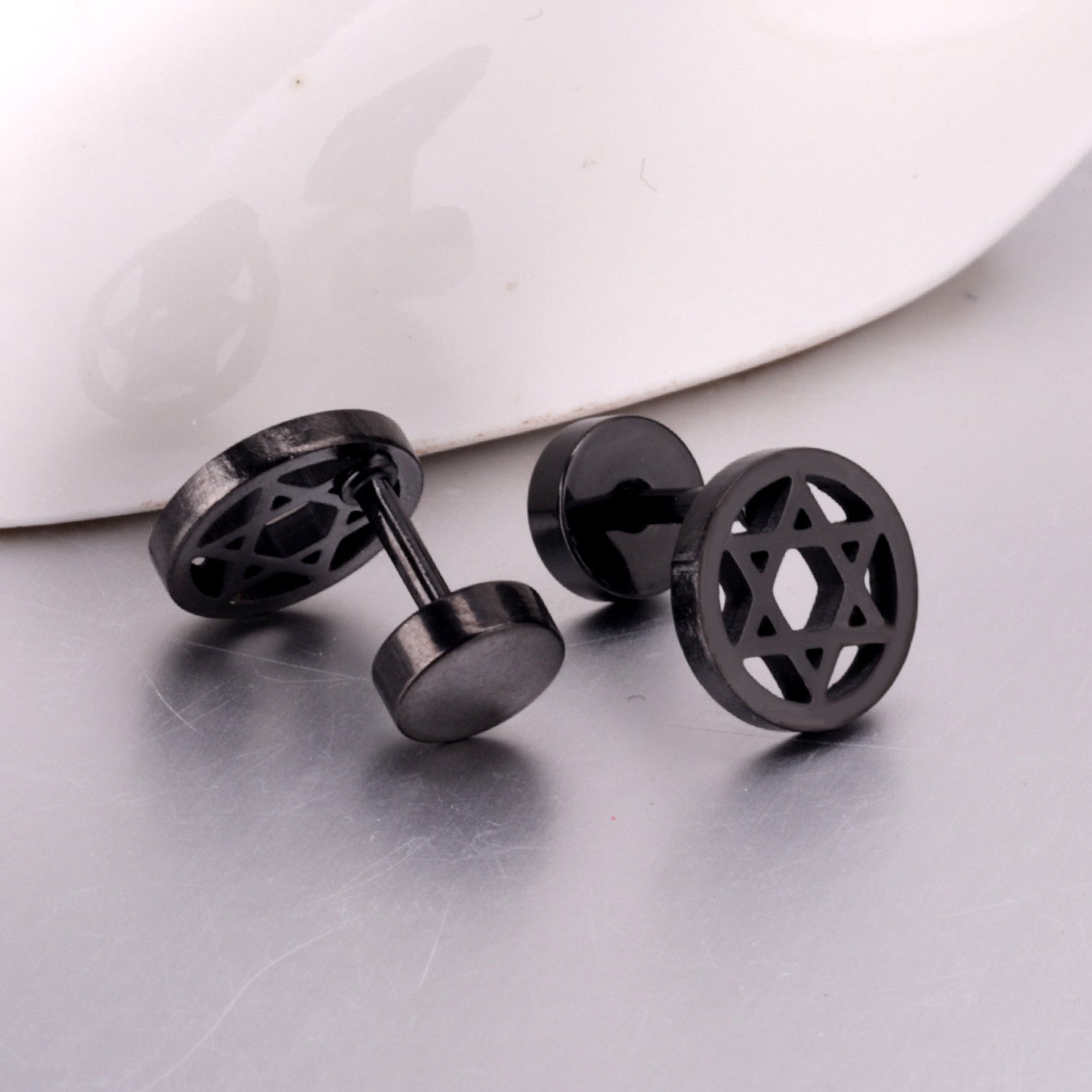 12 pairs steel/gold/black screw-in stud earrings without diamonds asonjewelry