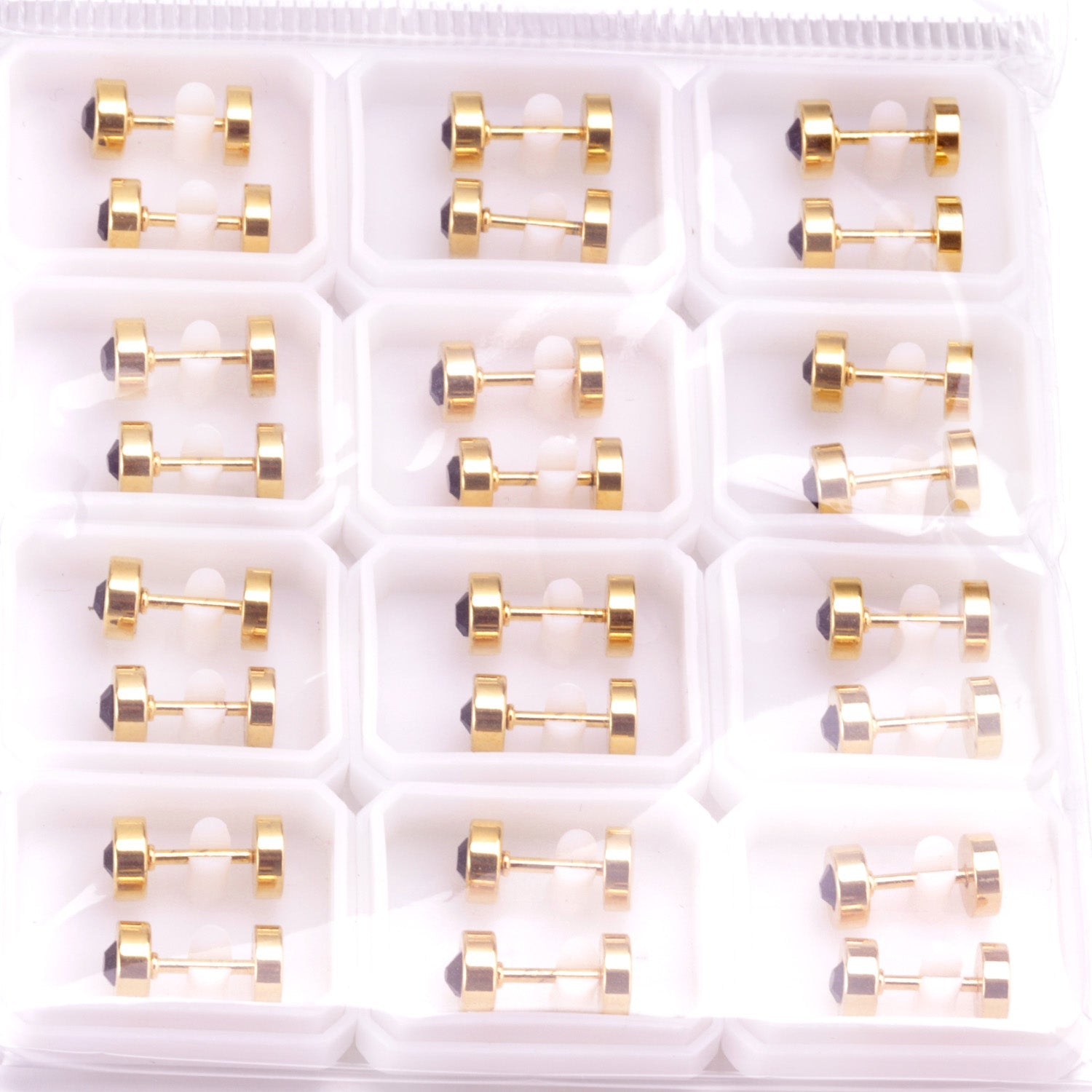 12 pairs 6mm steel/gold cylindrical white/black/mixed drill screw plugs asonjewelry