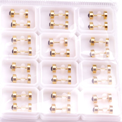 12 pairs 6mm steel/gold cylindrical white/black/mixed drill screw plugs asonjewelry