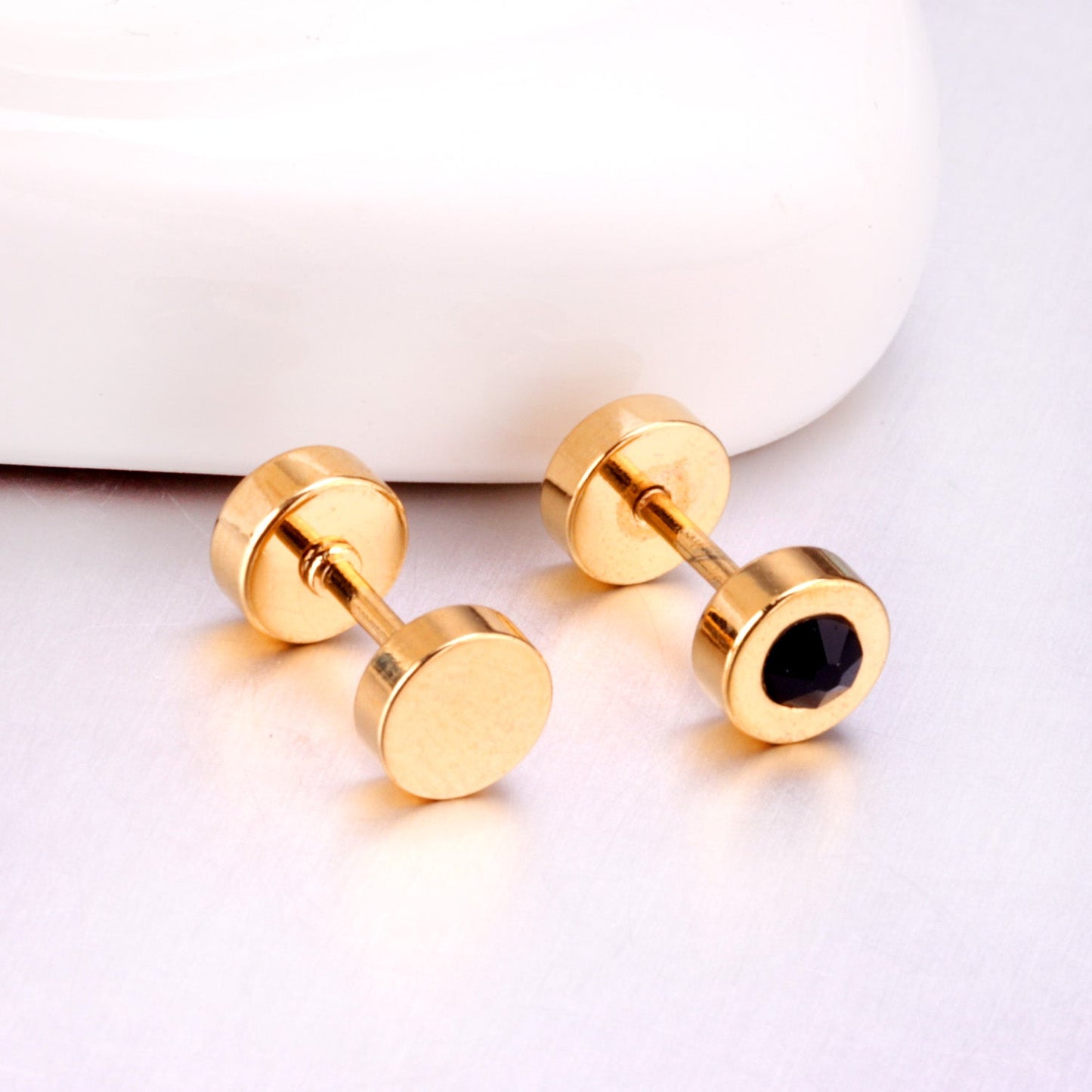 12 pairs 6mm steel/gold cylindrical white/black/mixed drill screw plugs asonjewelry