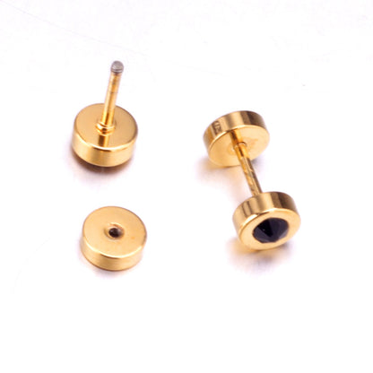 12 pairs 6mm steel/gold cylindrical white/black/mixed drill screw plugs asonjewelry