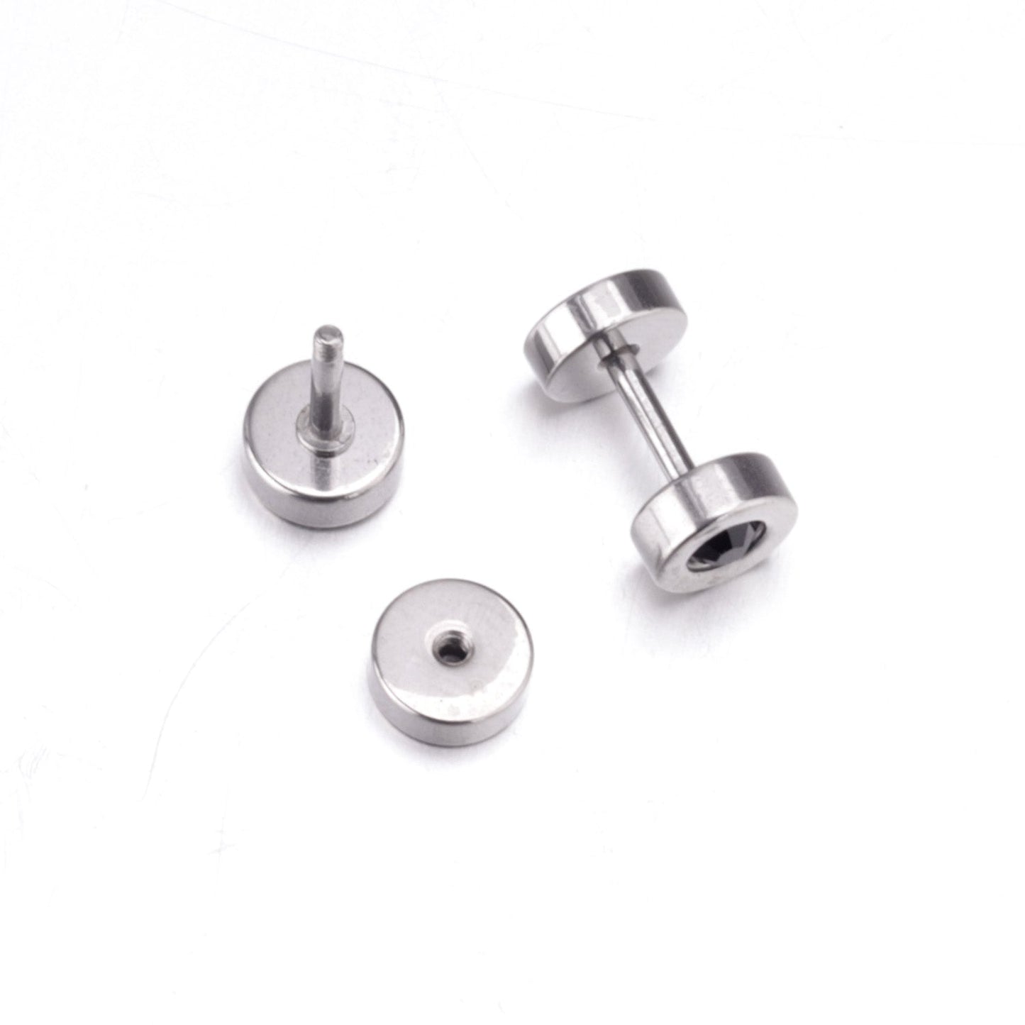 12 pairs 6mm steel/gold cylindrical white/black/mixed drill screw plugs asonjewelry