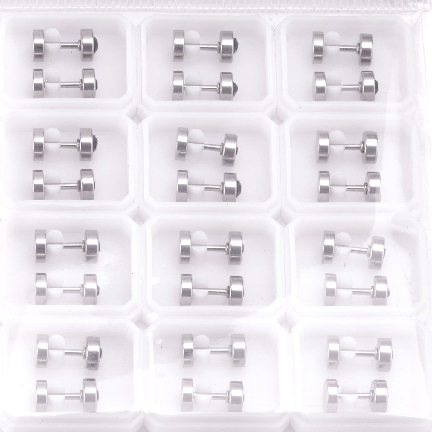 12 pairs 6mm steel/gold cylindrical white/black/mixed drill screw plugs asonjewelry