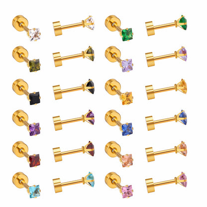 3mm/6mm Steel & Gold Square Mixed Drill Plugs asonjewelry