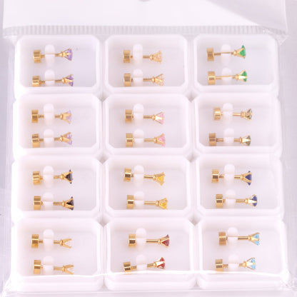 3mm/6mm Steel & Gold Square Mixed Drill Plugs asonjewelry