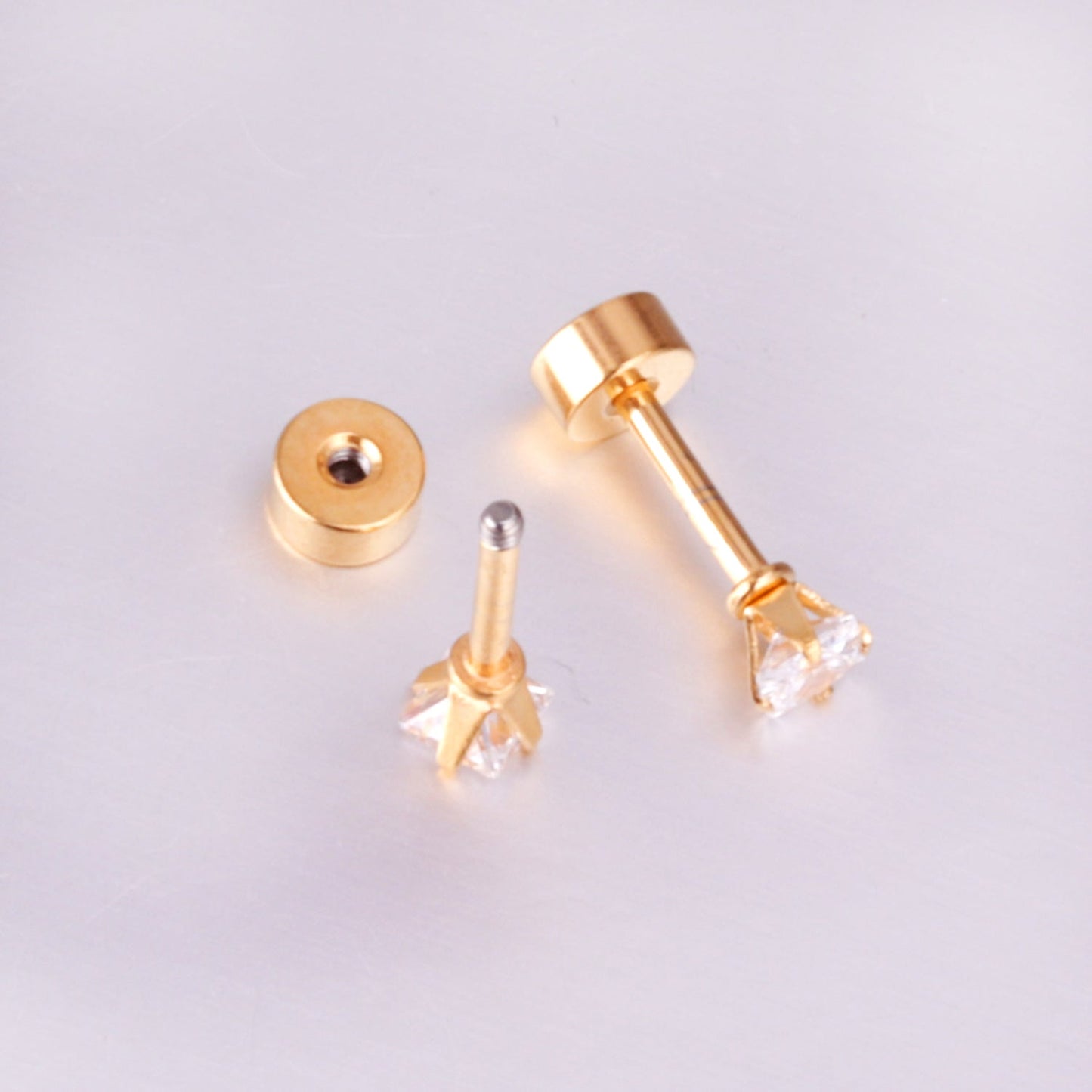 3mm/6mm Steel & Gold Square Mixed Drill Plugs asonjewelry