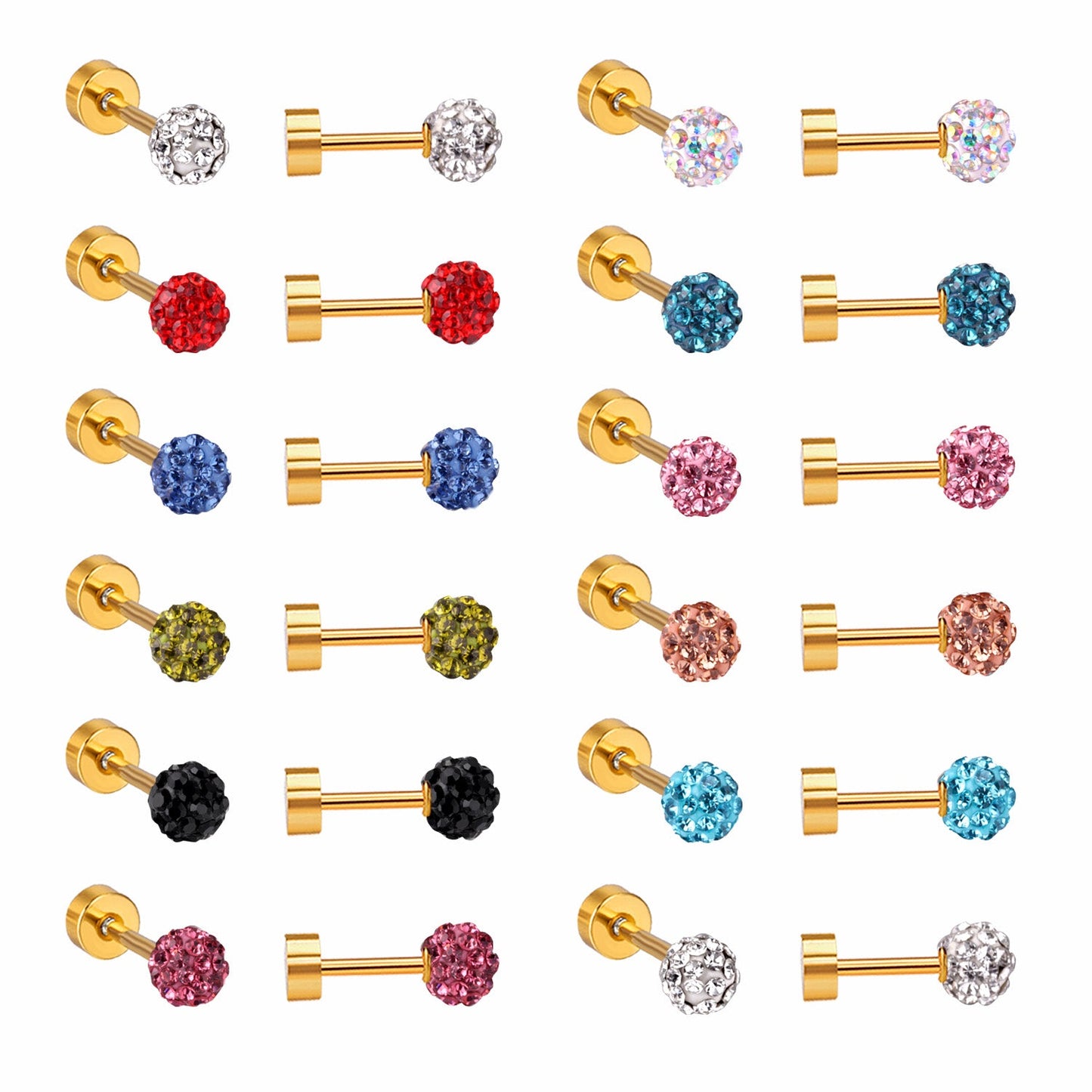 4mm/6mm/8mm Gold/Steel Shambhala Mixed Color Plugs asonjewelry